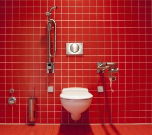 Toilettes modernes rouges