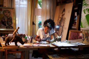 A girl painting