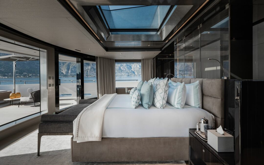 The interior decoration of a luxury yacht