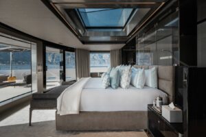 The interior decoration of a luxury yacht