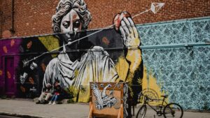street art sur mur en brique